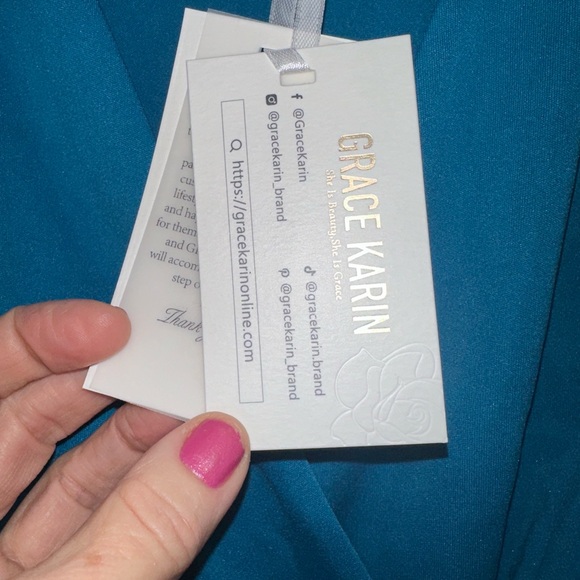 NEW NWT Grace Karin Women's Teal Blouse with Peplum Design. - Picture 9 of 12